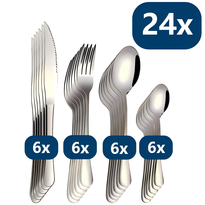 18/24 Talheres Garfo/Faca/Colher Inox Colher Ouro/