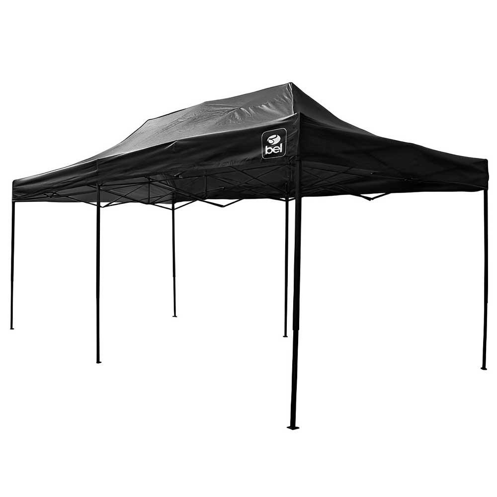 Tenda Gazebo 3 X 6 m em Aço Dobrável Preta 33460