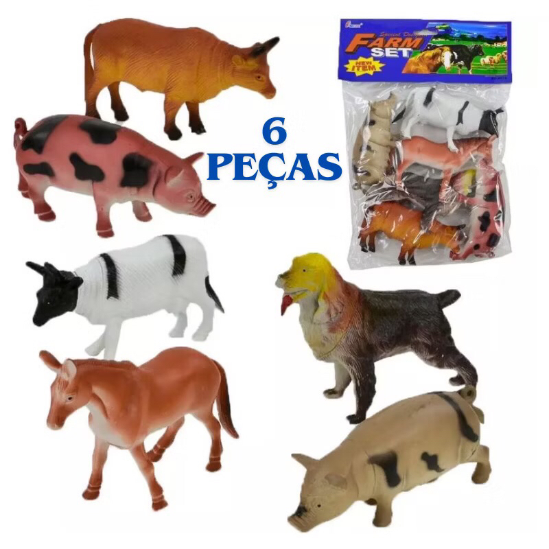 Kit Animais Fazenda Grande Fazendinha Brinquedo Bo