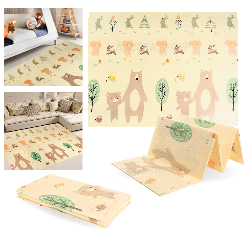 Tapete Infantil de Atividades Dupla Face Urso Tata