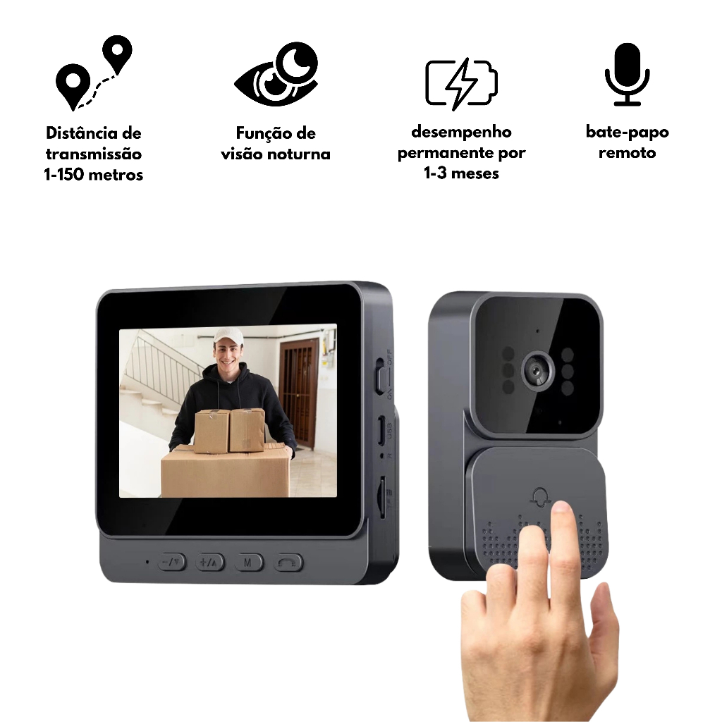Campainha Sem Fio Com Câmera E Intercomunicador D