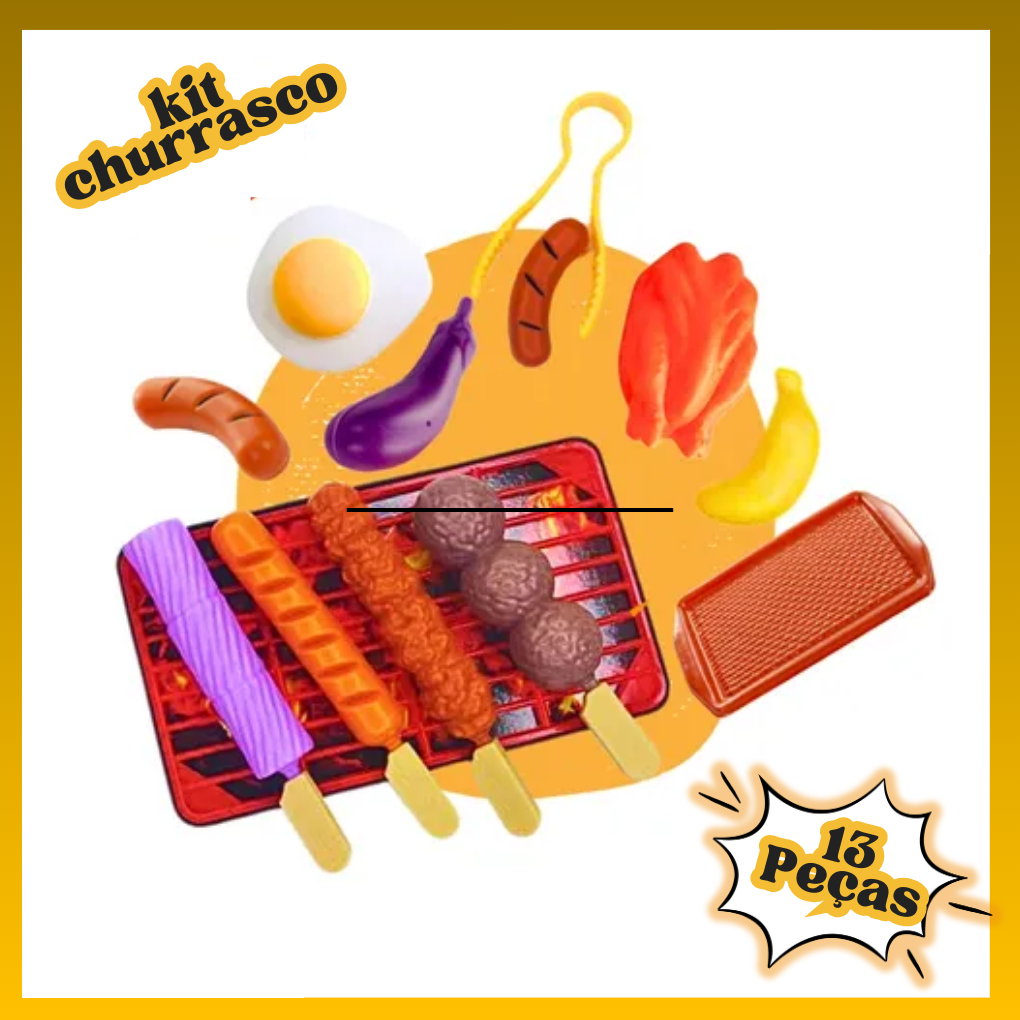 Kit 2 Brinquedos Comidinha Infantil Kit Churrasco 