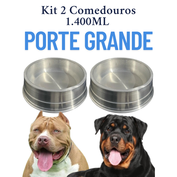 Kit 2 Comedouros 1,4L para Cães de Grande Porte  