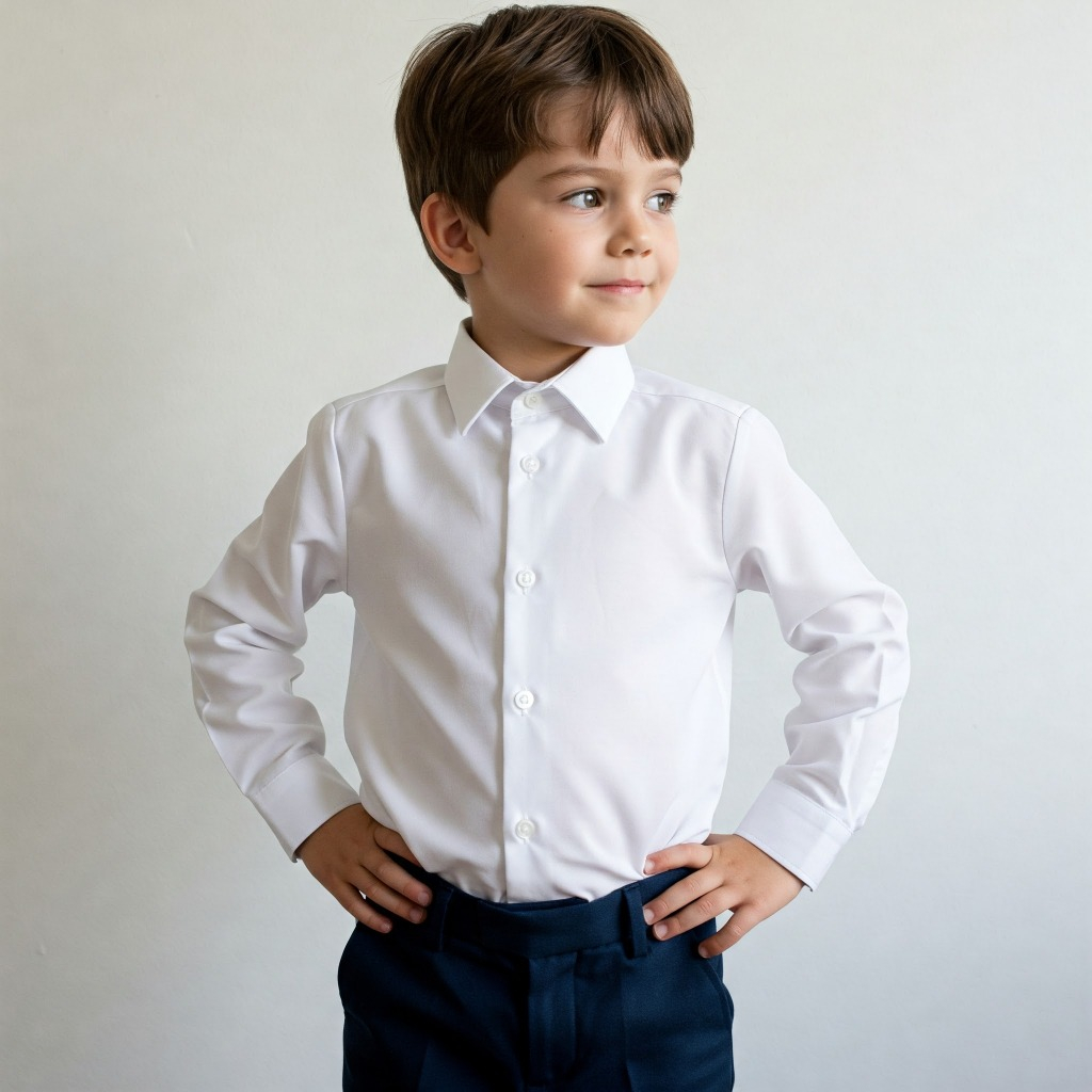 CAMISA  INFANTIL MANGA LONGA BRANCA PREMIUM 2-10 A