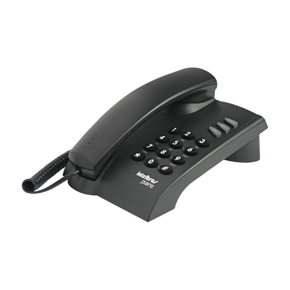 Telefone fixo de mesa Intelbras com fio preto Plen