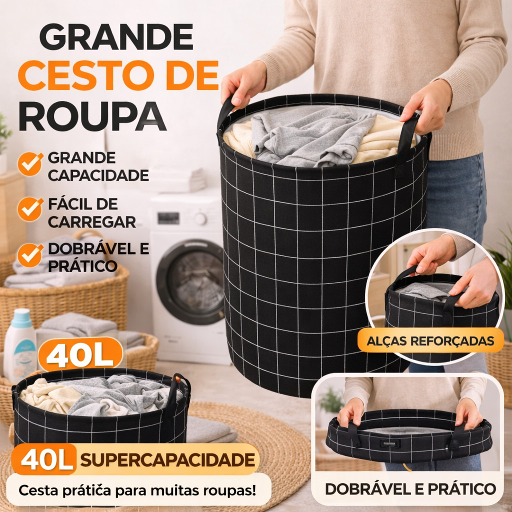 Cesto De Roupa Suja Multiuso Organizador de Brinqu