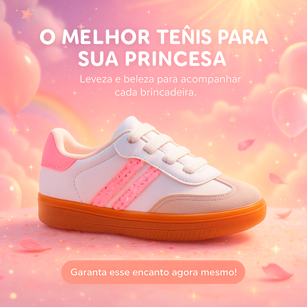 Tênis Casual Infantil Menina Baby  Resistente, Ro