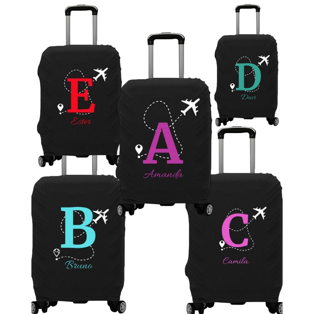 Capa de Mala personalizada com Nome e Inical-Tecid