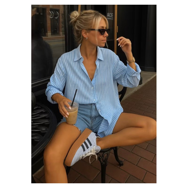 Camisa Feminina Social Manga Longa Botão Colarinh