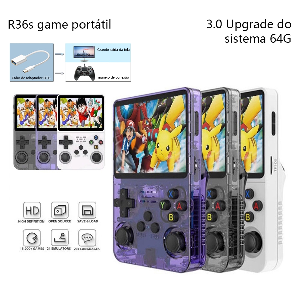 Console Portátil R36S + De 15.000 Jogos Vídeo Ga