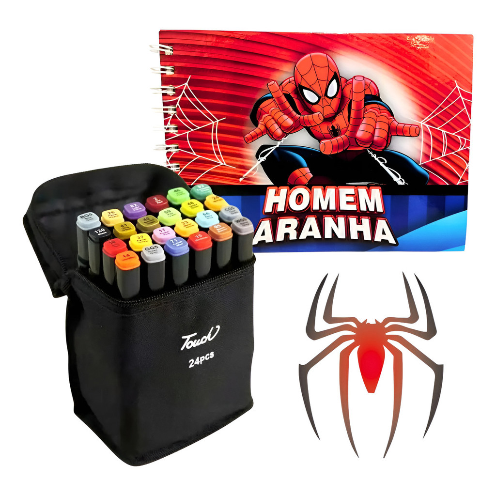 Kit Completo Livro Colorindo Homem Aranha+canetinh