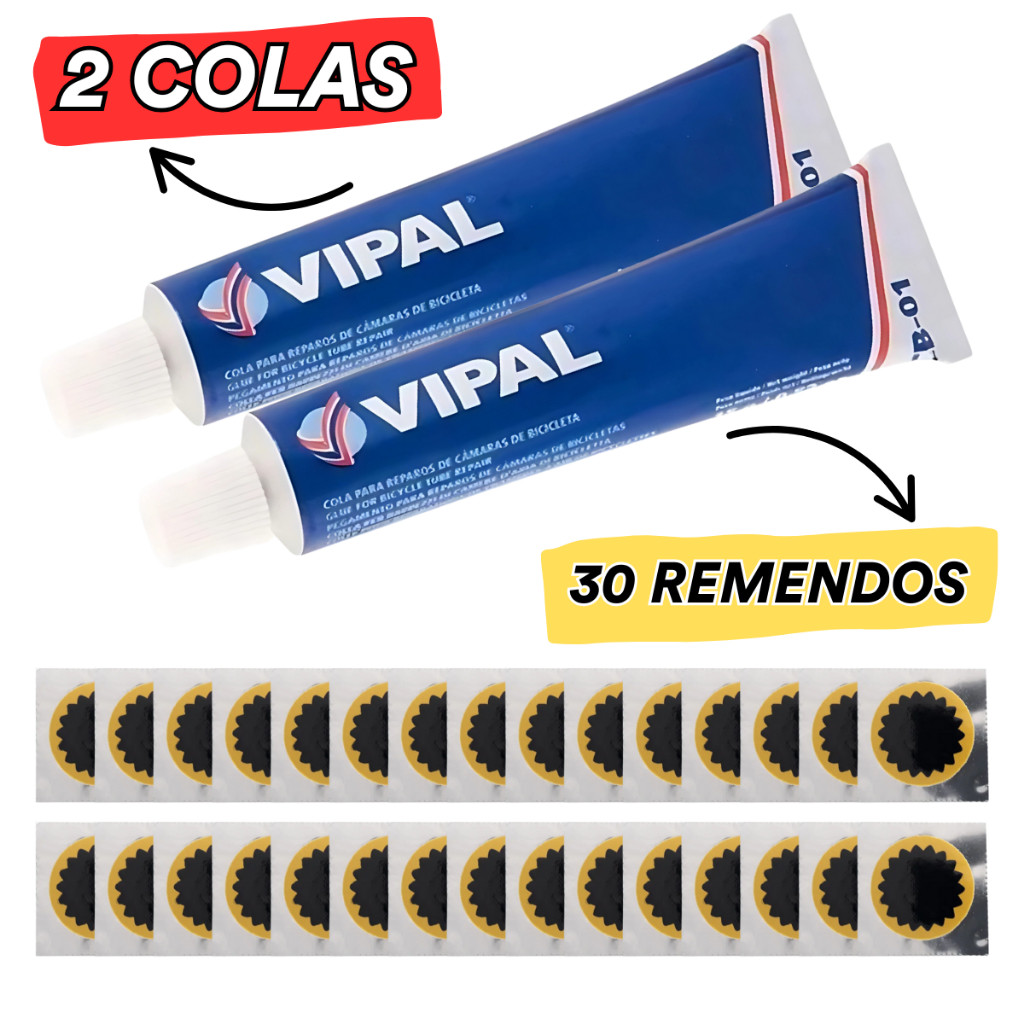 Kit 30 Remendos R-00 + Cola Vipal CB-01 | Reparo d