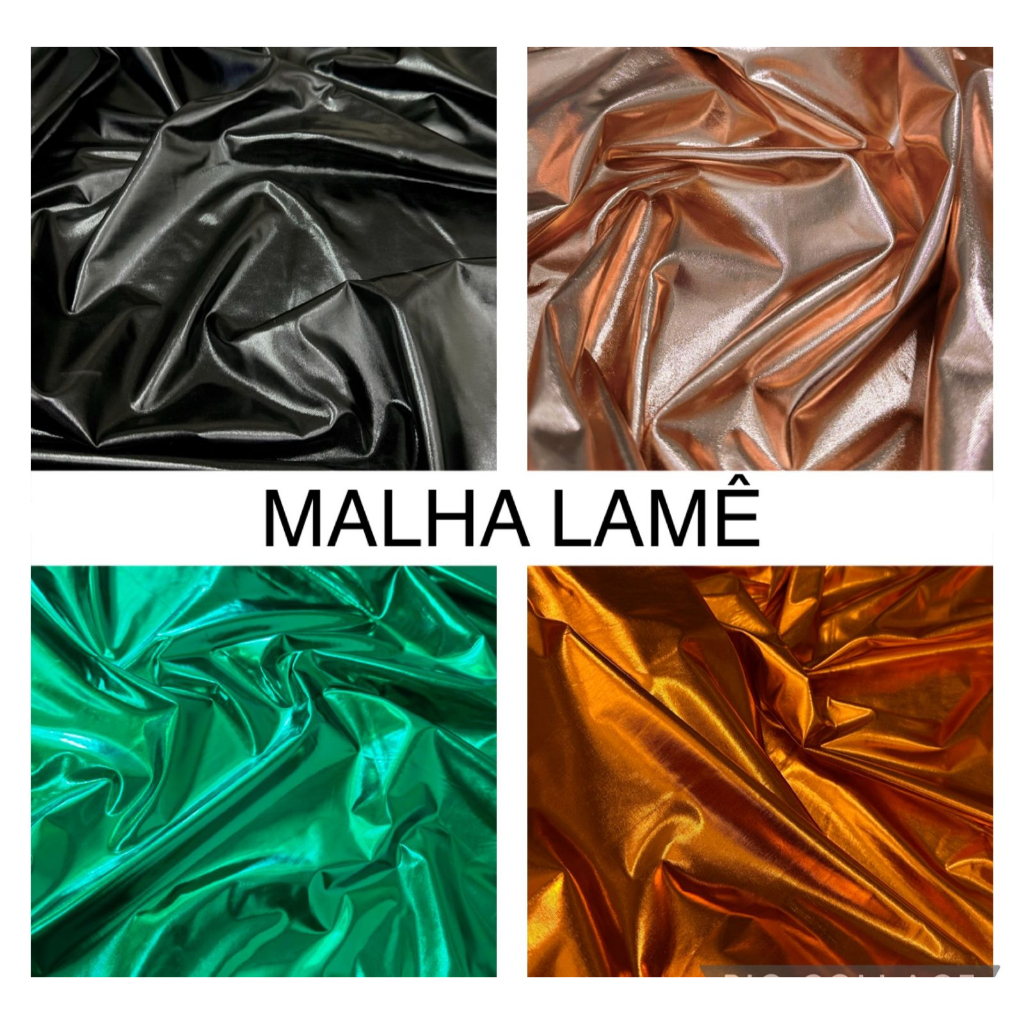 Tecido Malha Lame Com Elastano Lycra,  Malha Metal