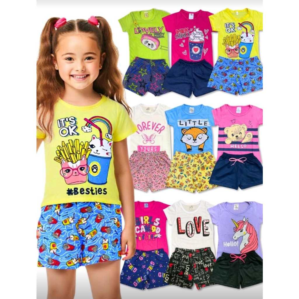 Kit de 2, 4 ou 10 Peças Roupa Infantil Menina Con