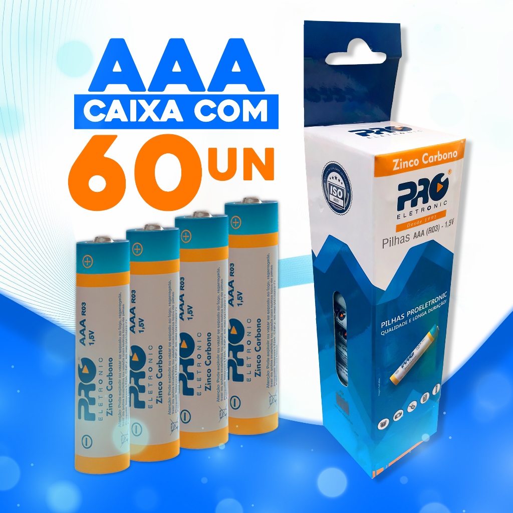 Pilha AAA com 60 Unidades Tubo de Pilha Palito Alt