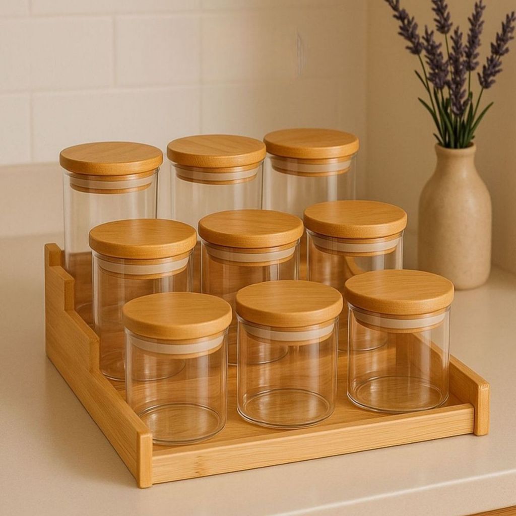 Kit 6 Potes Para Tempero 200ml Vidro Hermético Ta