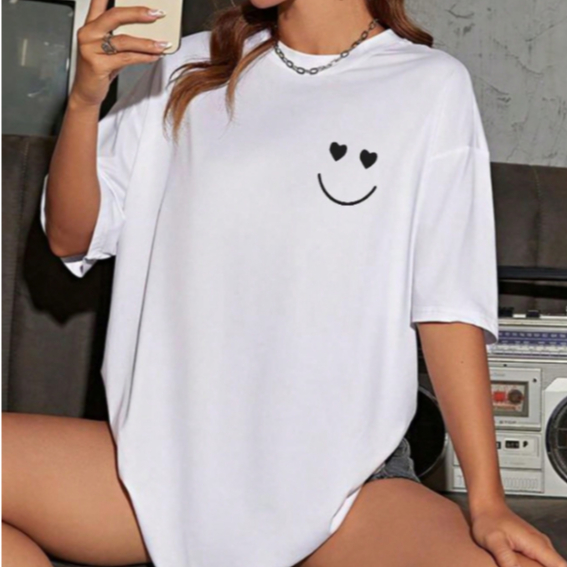 Camiseta Feminina Moda Tendencia Verão Sorriso Bo