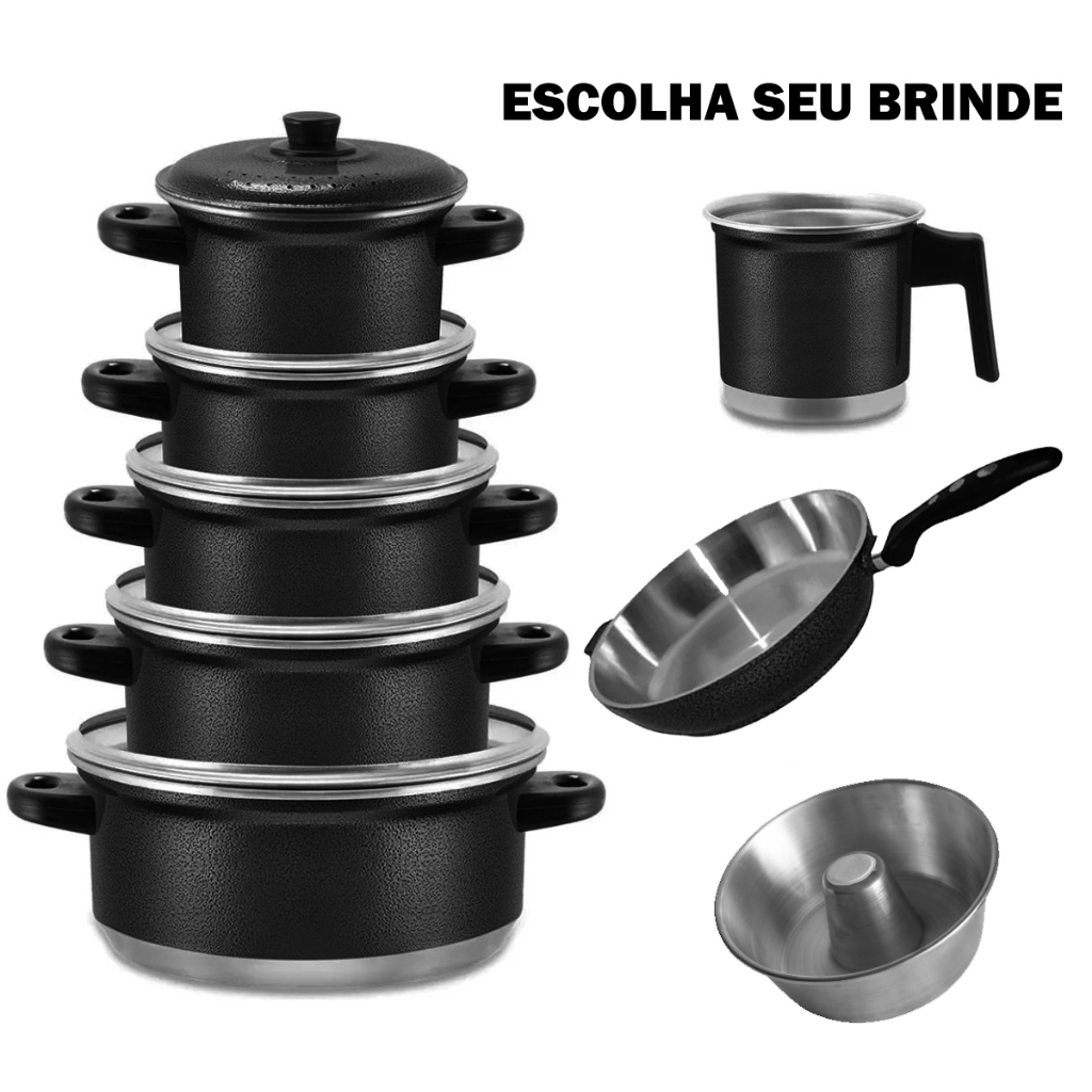 Kit Jogo de Panelas 6 peças Alumínio Reforçado 