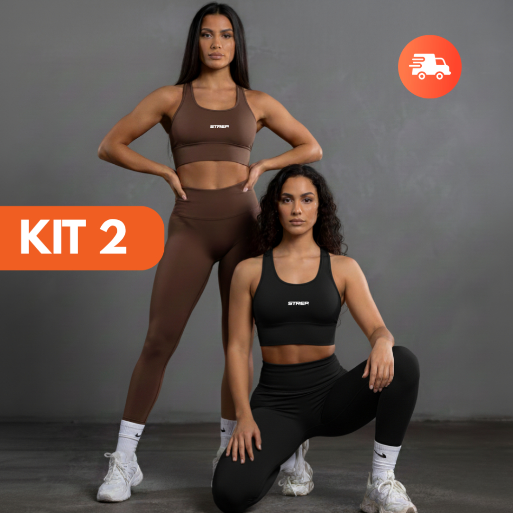 Conjuntos Fitness Feminino Strep Top + Calça Legg