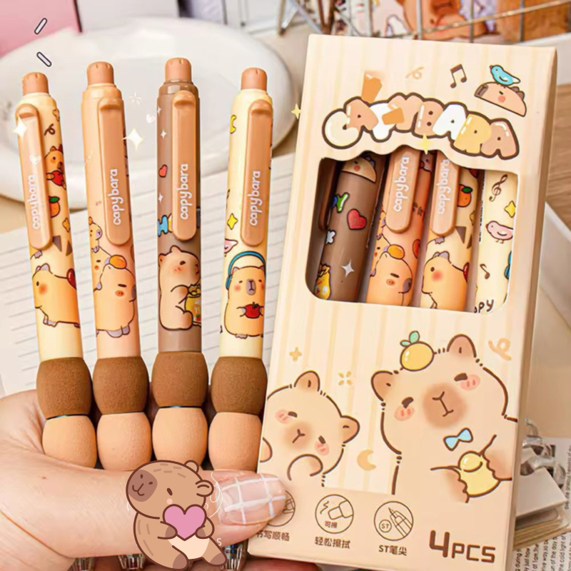 4 Canetas Gel Apagável Capivara Click Conforto c/