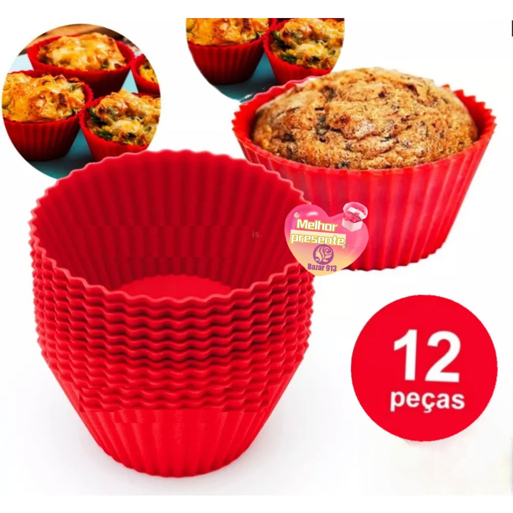 Kit 12 Pecas Forminha De Silicone Forma Assadeira 