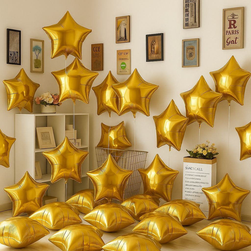 3/6/12 Balões Estrela Liso Metalizado 45cm –