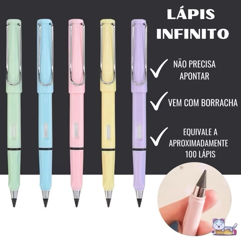 Kit 3/6/12 Lapis Infinito com borracha Kawaii Volt
