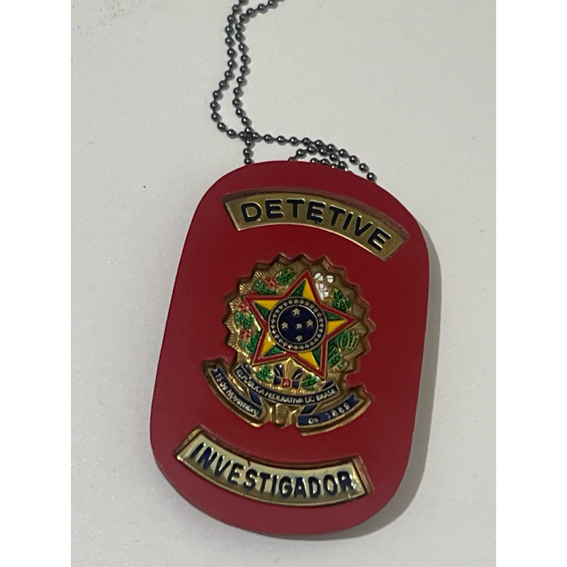 Distintivo Bolachao Detetive Investigador Couro Le