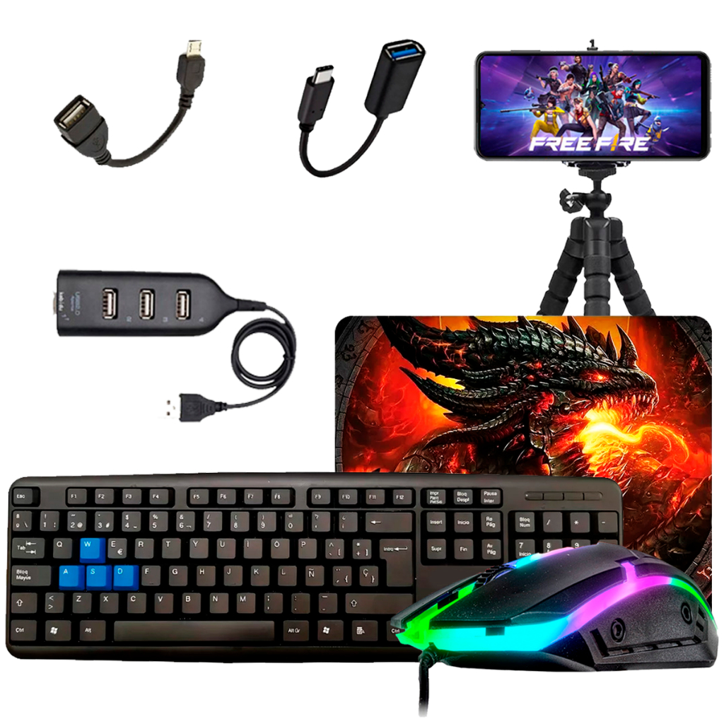 Kit Mobilador Completo Hub Tipo C Teclado Gamer Te