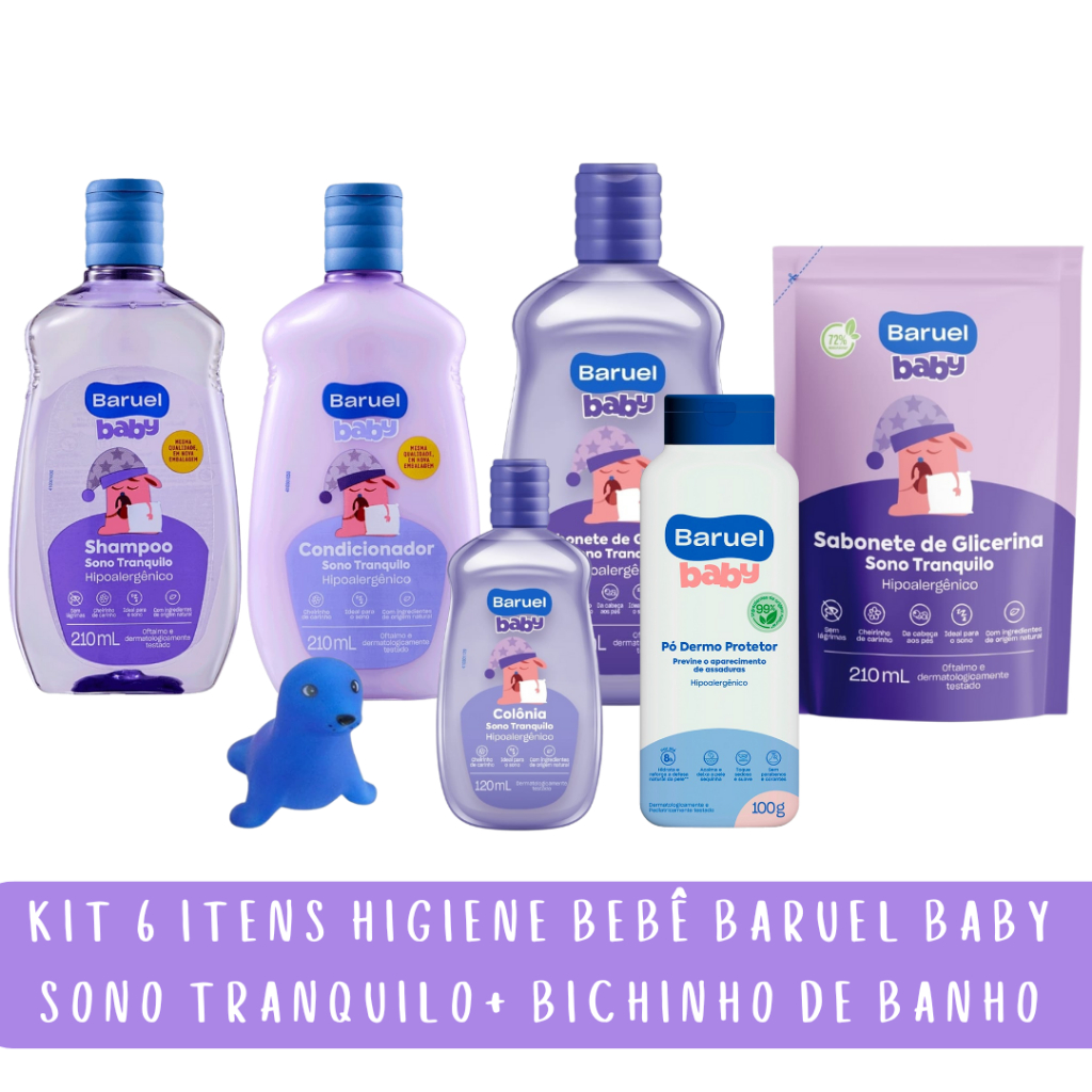 Kit Higiene Bebê 6 itens Baruel Baby + bichinho d