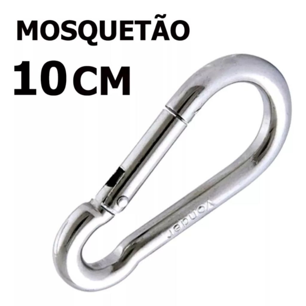 Kit 2 Mosquetão 10cm Aço Galvanizado Suporta 350