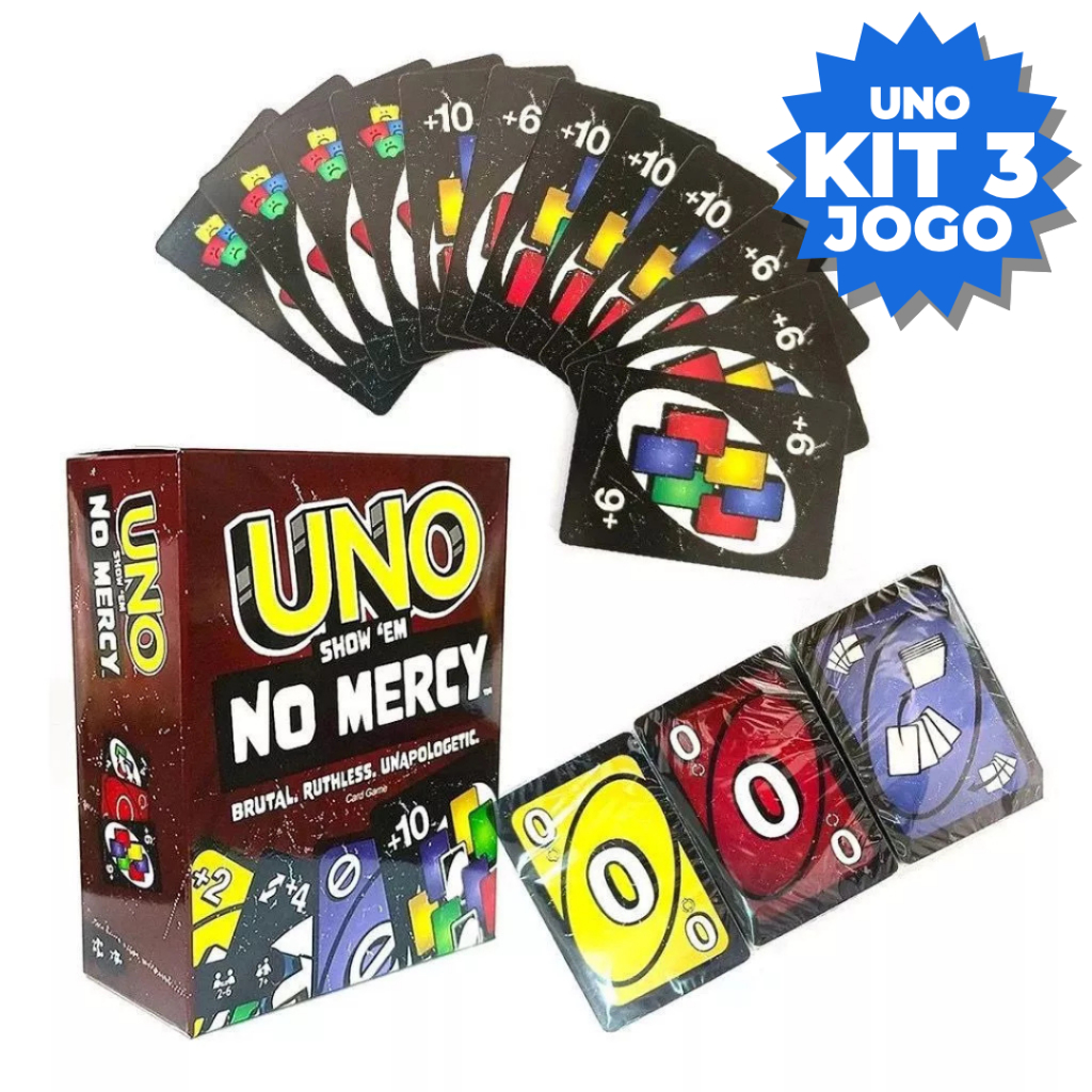 Kit 3,2 ou 1 Unidade Jogo Uno No Mercy Mattel Dive