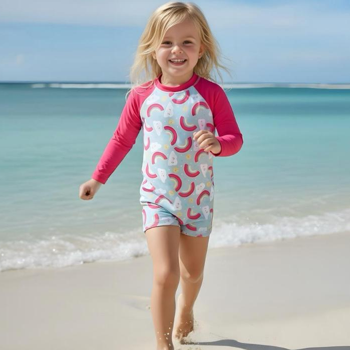 Macaquinho Moda Praia Menina Macacão de Banho Fem