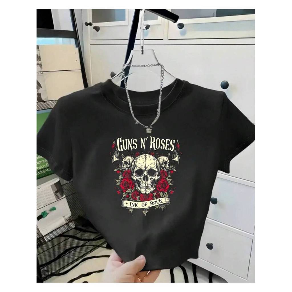 Cropped Guns n Roses Estiloso e Moderno 100% Algod