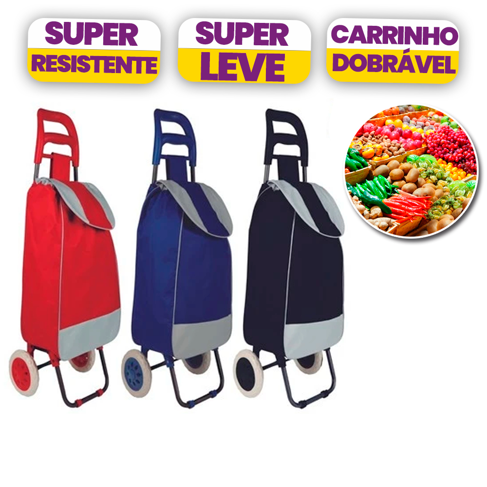 Carrinho de Feira  Compras  Dobrável com Sacola E