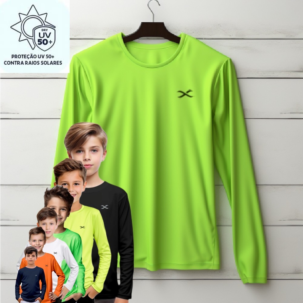 Camisa Proteção Solar Uv+50 Camiseta 2 Ate 16 An