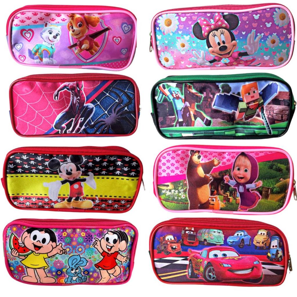 Estojo Escolar vários Personagens 1 Divisória Me