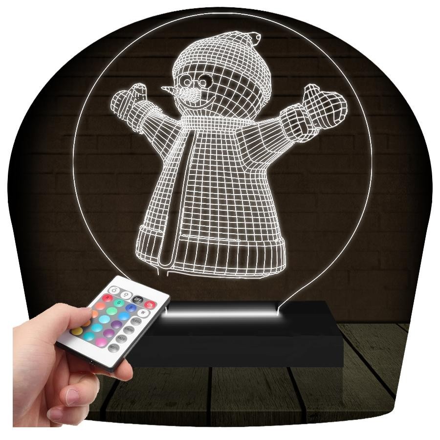 Luminária Led 3D Boneco Neve Abajur | Presente Cr