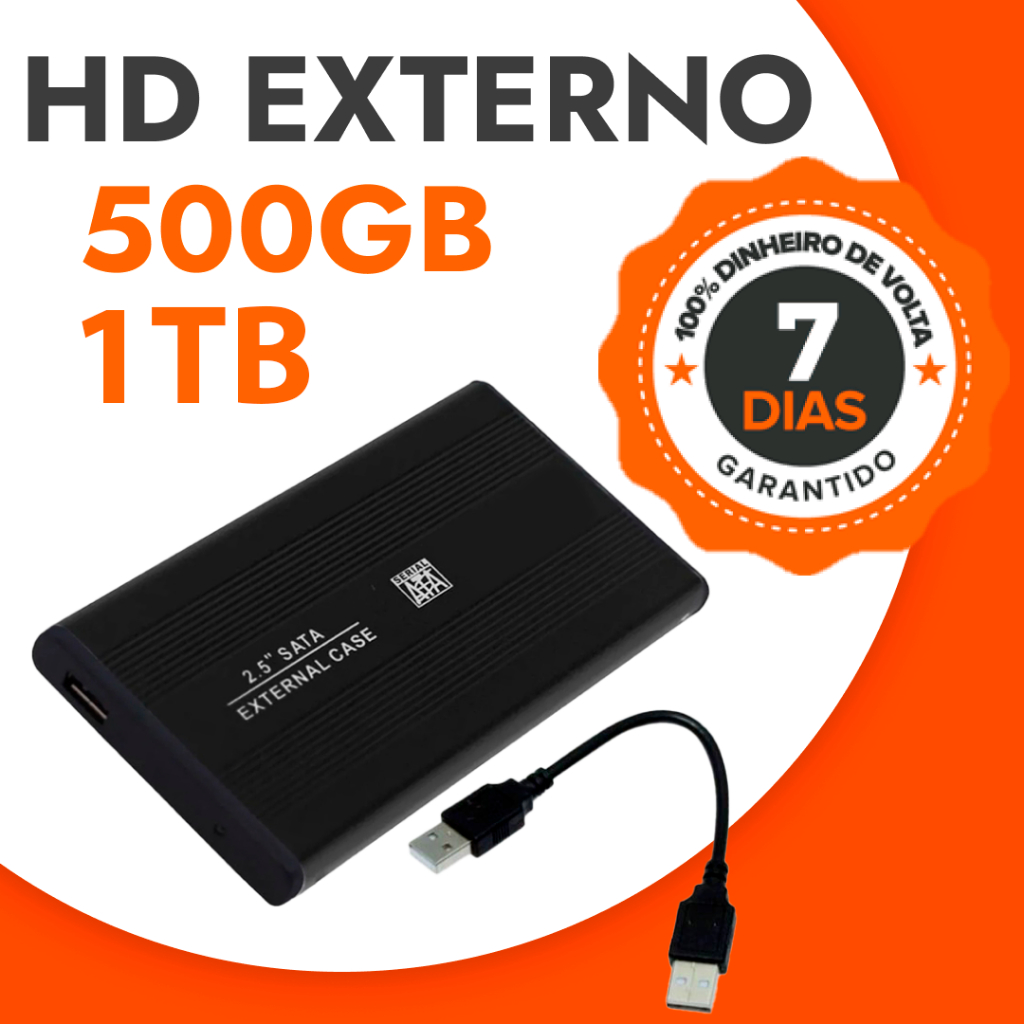 HD EXTERNO 500Gb 1TB p/ notebook, XBOX, computador
