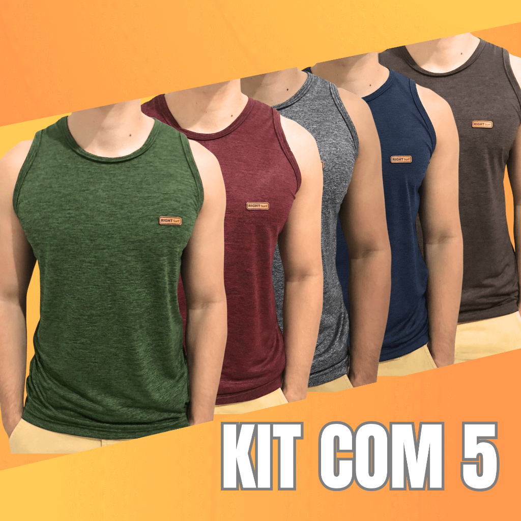 Kit 5 Regata Masculina Camiseta Sem Manga Malha Fr