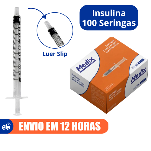Seringa de Insulina 1ml Descartável 100un Marca M