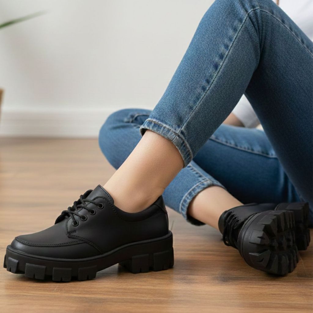Sapato Feminino Oxford Casual Preto Mocassim Femin
