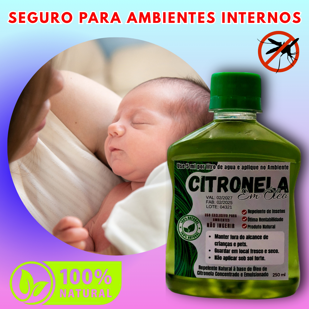 Óleo de Citronela 100% Natural para Bebês e Grav