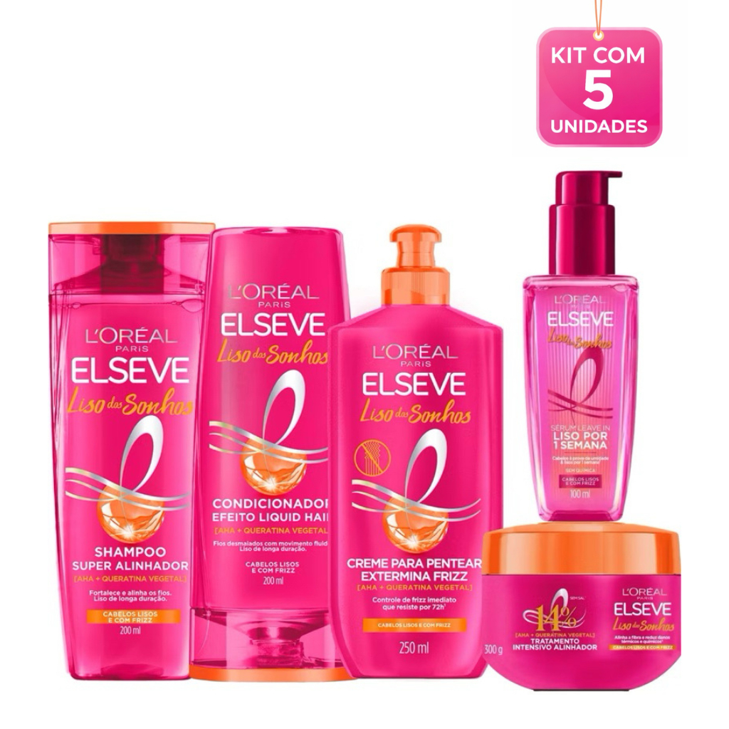 Kit Completo 5 Produtos Elseve Liso dos Sonhos 200