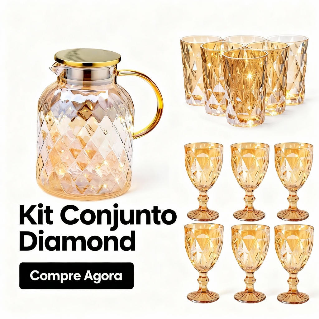 Conjunto Vidro Diamond Luxo | Presente Sofisticado