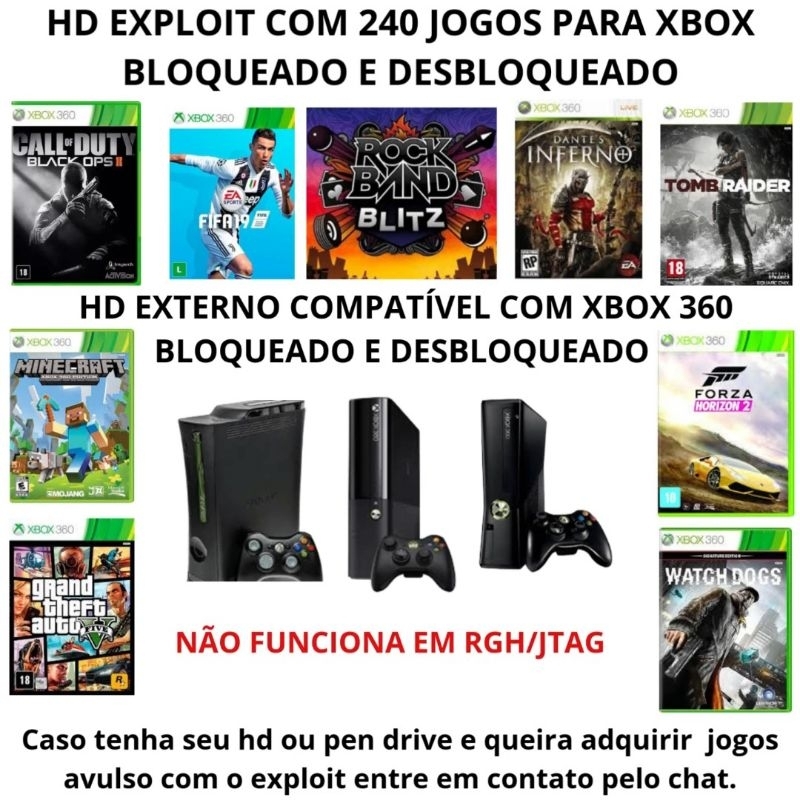 HD EXPLOIT PARA XBOX 360 BLOQUEADO E DESBLOQUEADO 