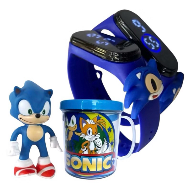 Kit Sonic Infantil Boneco + Relógio Digital + Can