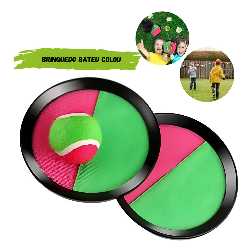 Kit Raquete Bate Gruda + Bolinha Bateu Colou Infan