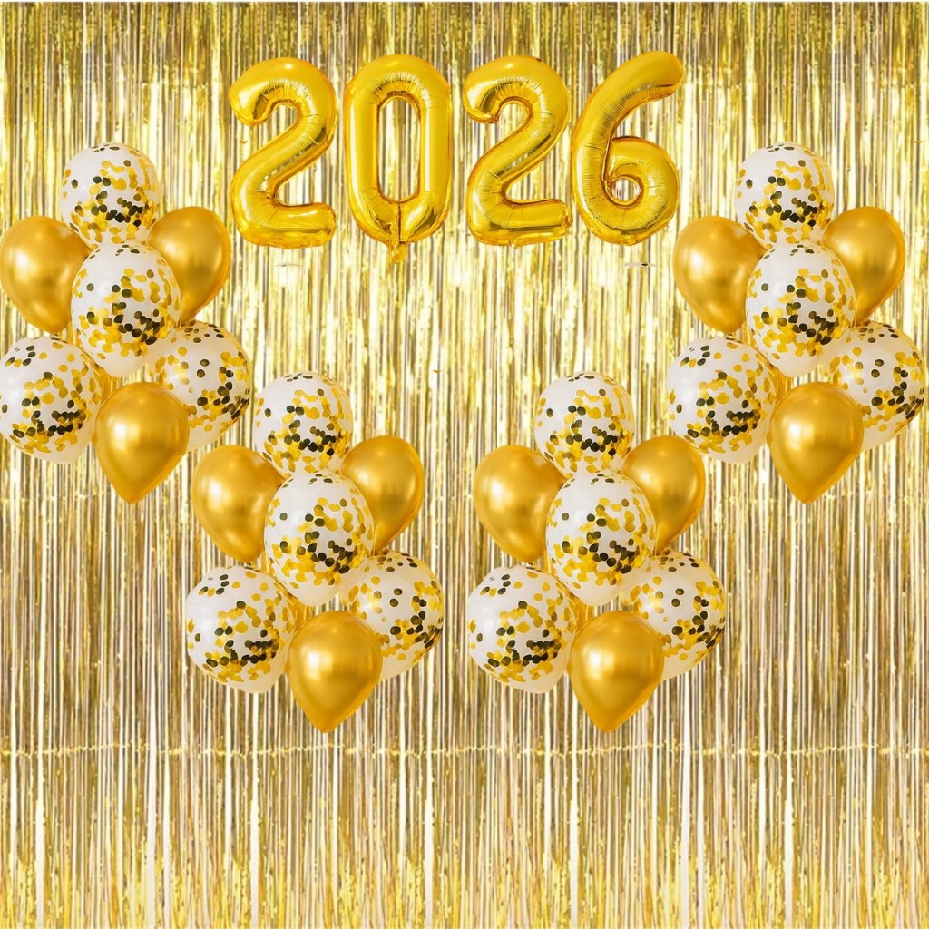 Balões Ano Novo Balão 2026 + 10 Bexigas + 2 Cort