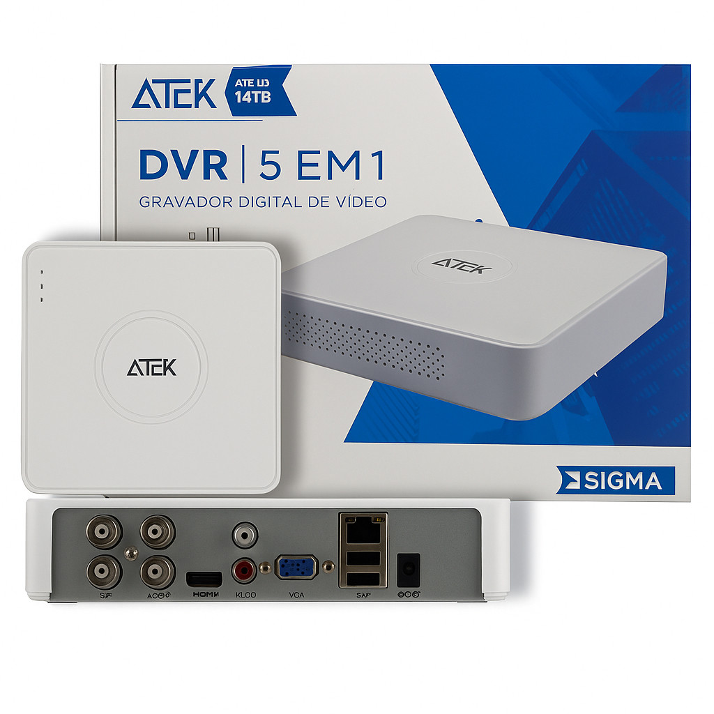 DVR 4 Canais 5 em 1 FULL HD 1080N H265+ APP XMEYE 